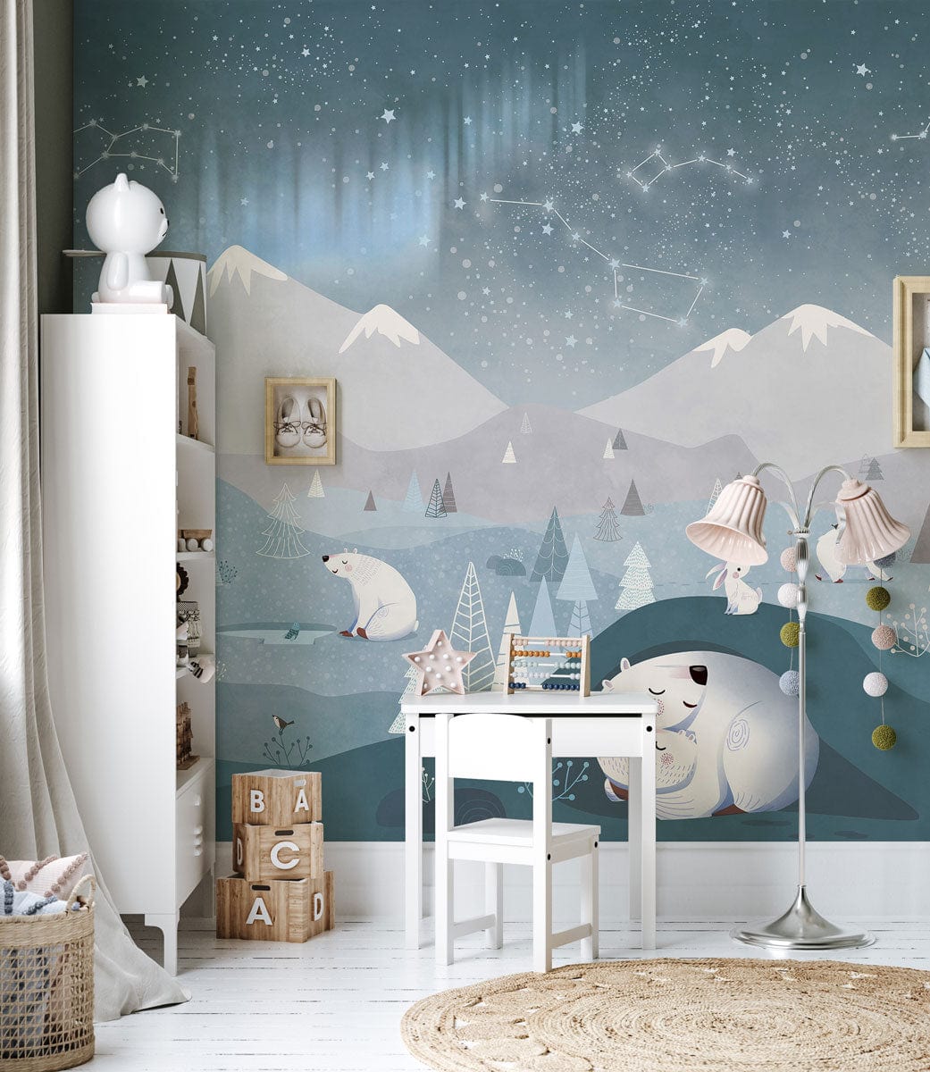 Polar Bear's World Wallpaper Mural for kid's room decor