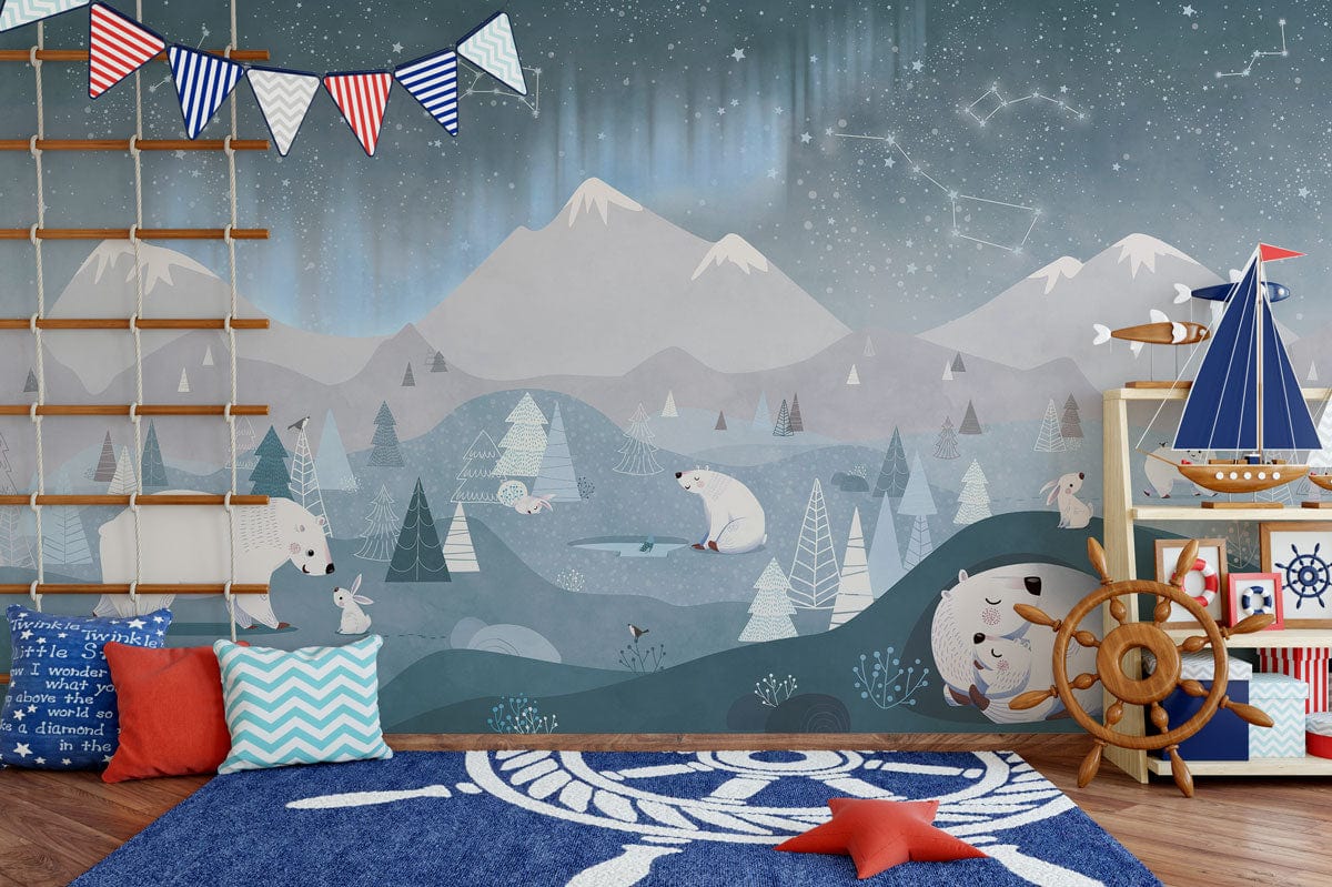 Polar Bear's World Wallpaper Mural for nursery decor
