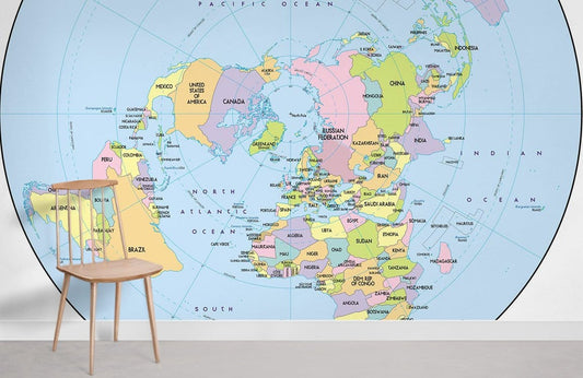 Colorful World Map Educational Wallpaper Mural