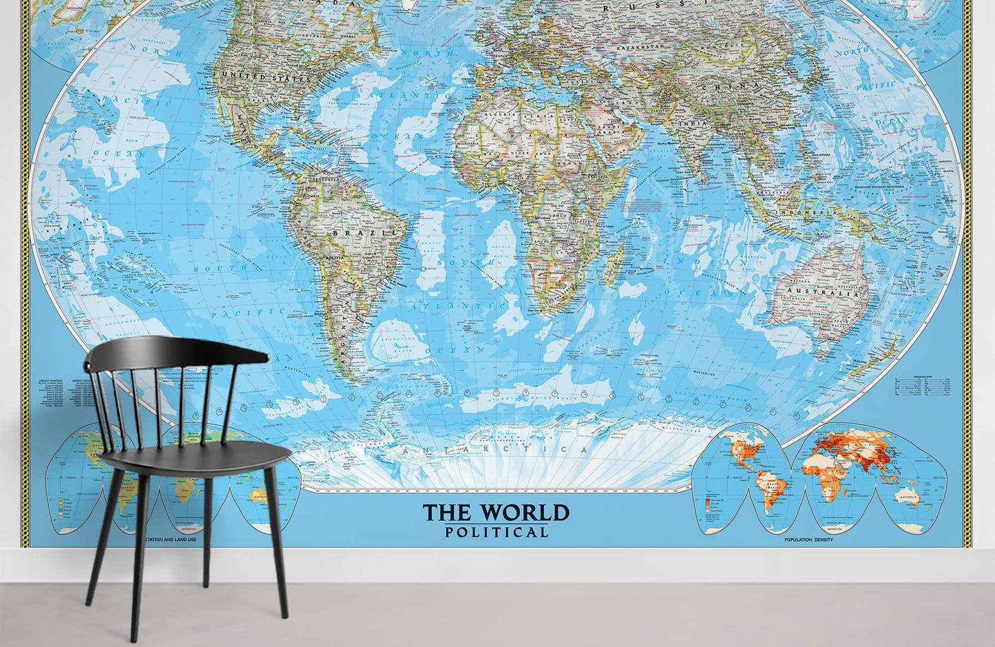 Colorful World Map Educational Mural Wallpaper