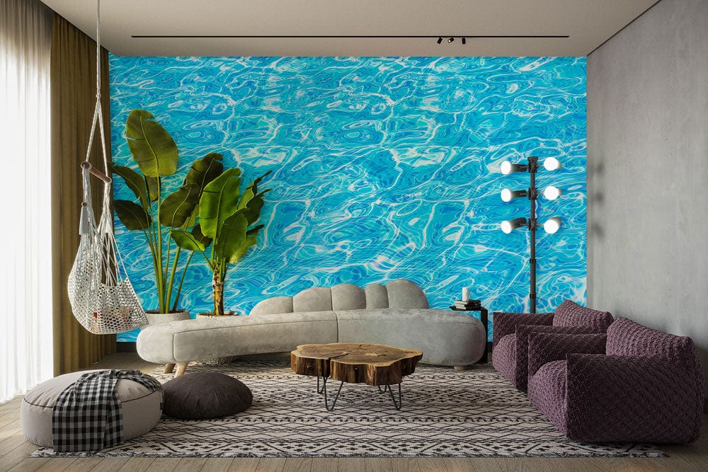 blue pool water wave wall mural living room decor