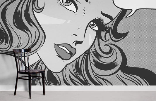 Retro Pop Art Woman Mural Wallpaper