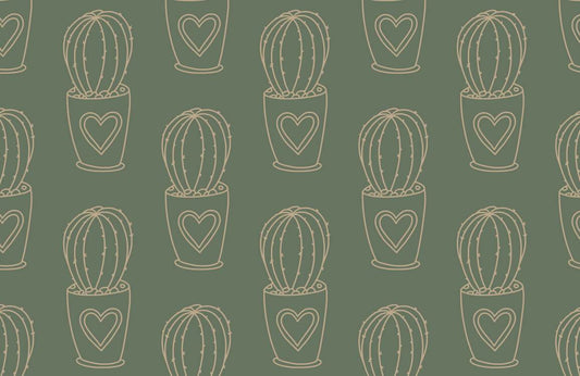 Home decoration wallpaper mural with a potted cactus design.