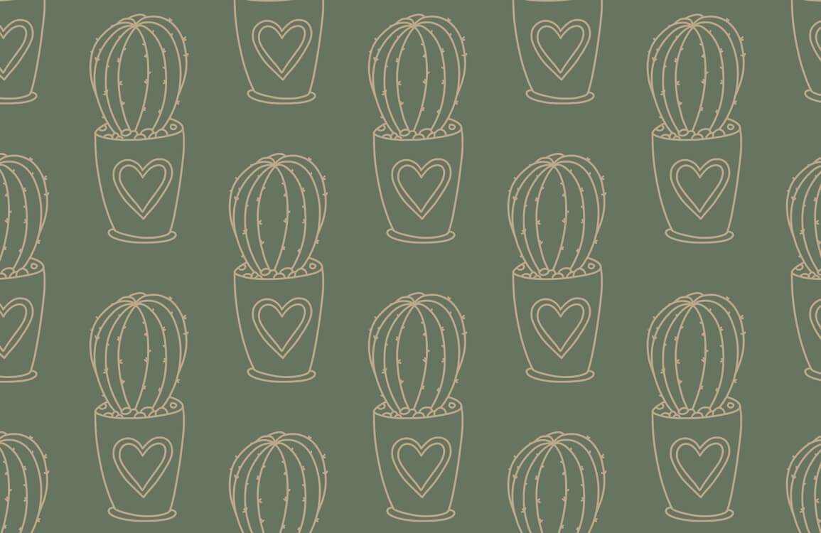 Bohemian Cactus Line Art Mural Wallpaper