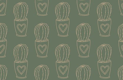 Home decoration wallpaper mural with a potted cactus design.