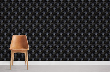 Modern Black Geometric 3D Mural Wallpaper