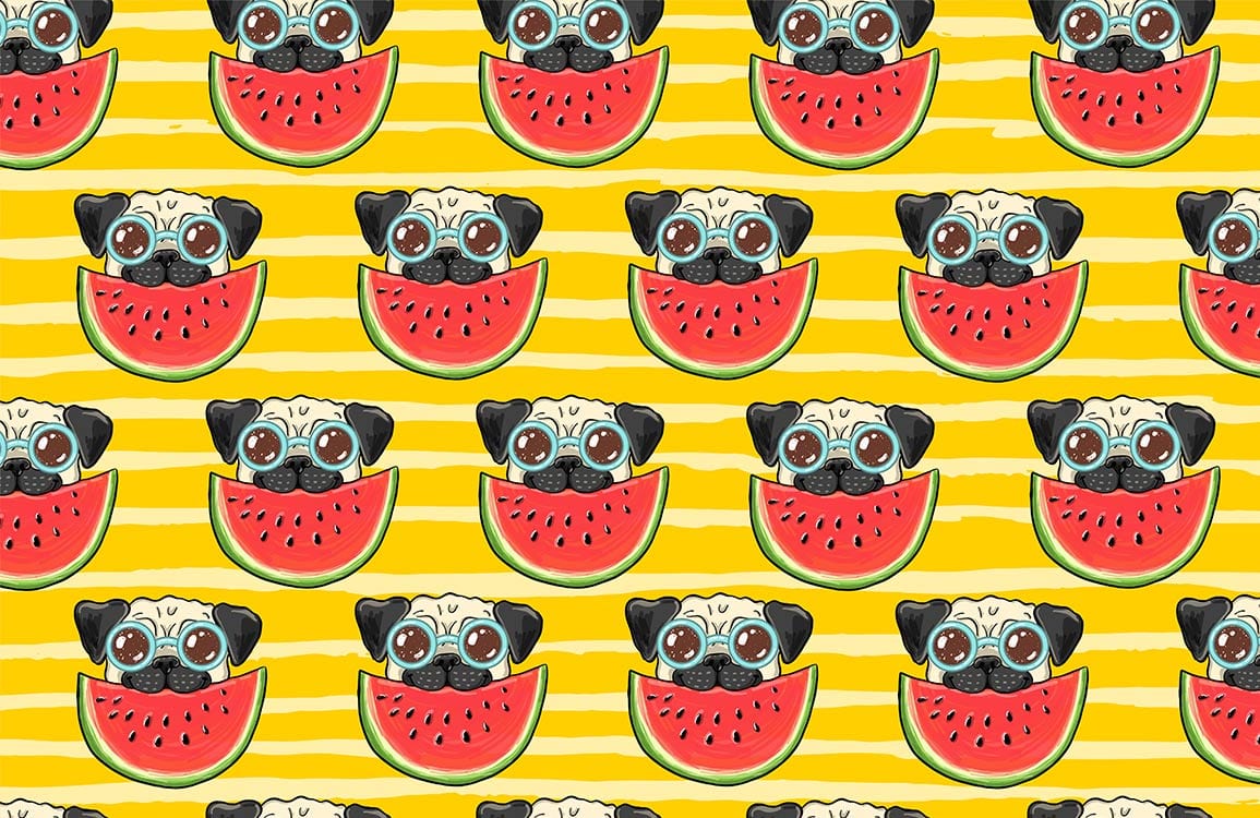 Pug Dog Mural Custom Wallpaper Art Design