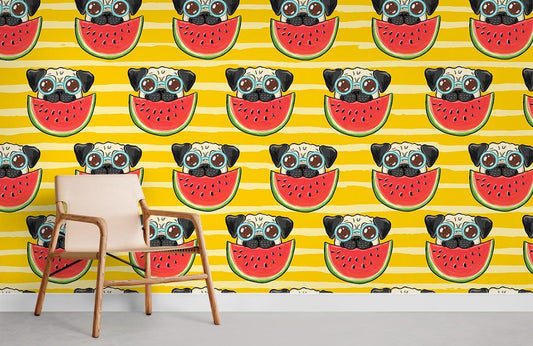 Pug Dog Cartoon Animal Wallpaper Home Decor