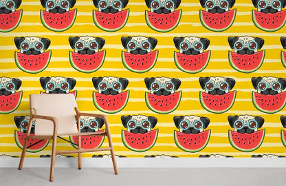 Pug Dog Cartoon Animal Wallpaper Home Decor