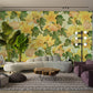 Pumpkin and Flowers Yellow Wallpaper For Living Room 