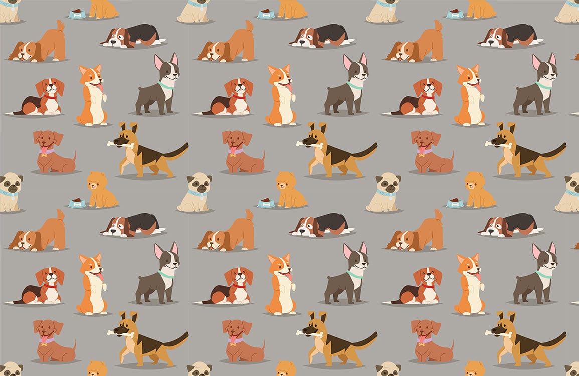 Puppy Pattern Dog Wall Mural Art Design