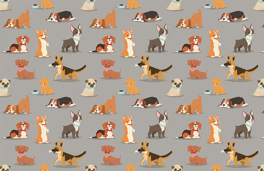 Puppy Pattern Dog Wall Mural Art Design