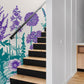 Hallway Decoration Featuring a Wallpaper Mural with Purple and Turquoise Flowers