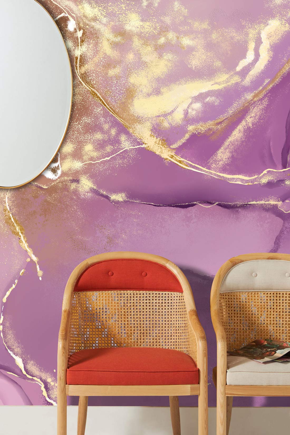 Decorate Your Hallway With This Purple and Gold Marble Wallpaper Mural!