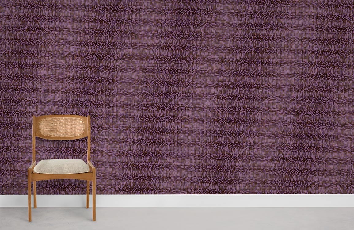Mural in the Living Room with Purple Mosaic Wallpaper