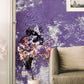 purple mottled wall abstract mural hallway decor idea