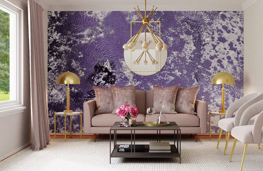 purple mottled wall industrial design living room decor