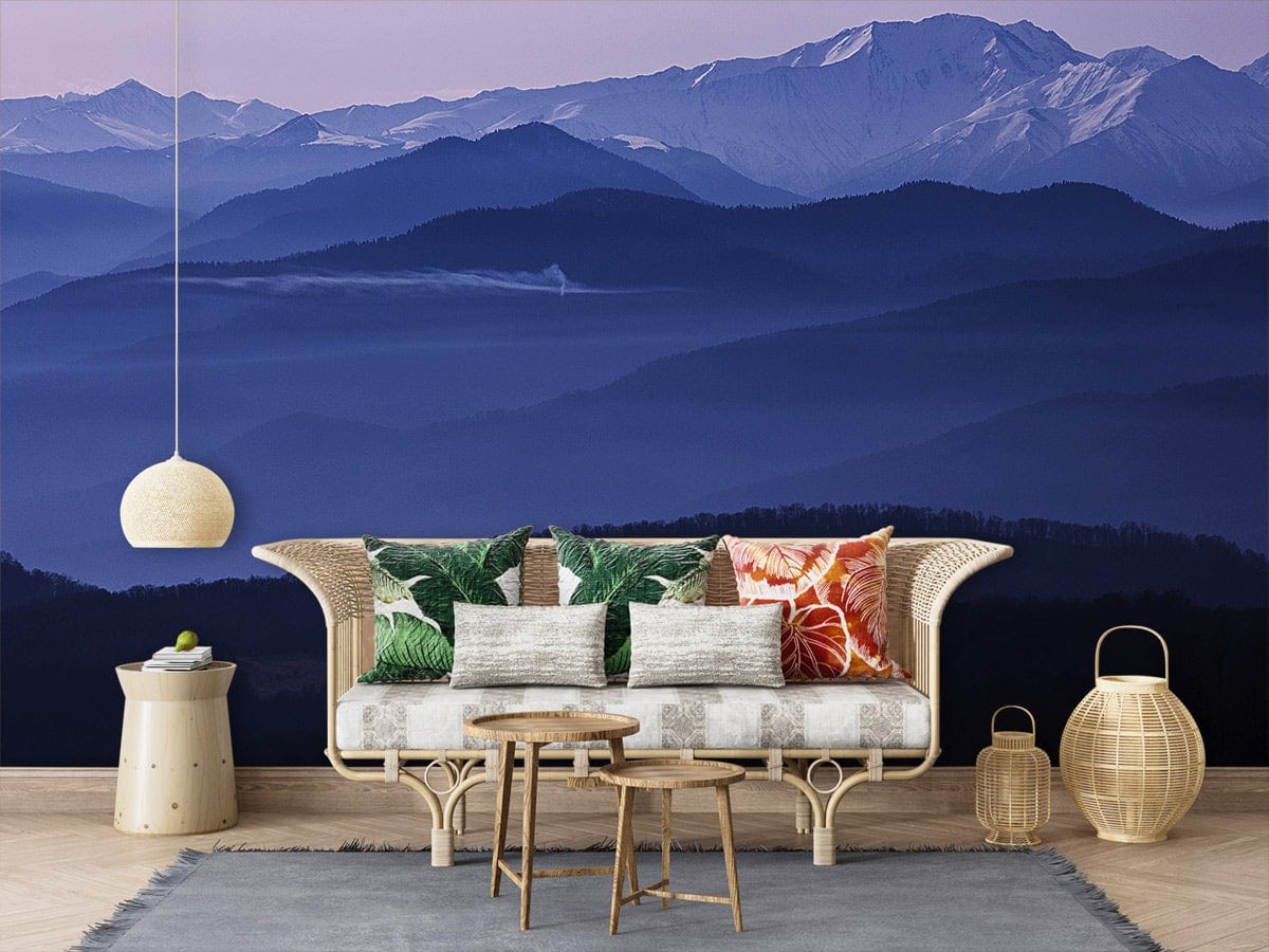 Purple Mountain View Interior Design Art Wallpaper