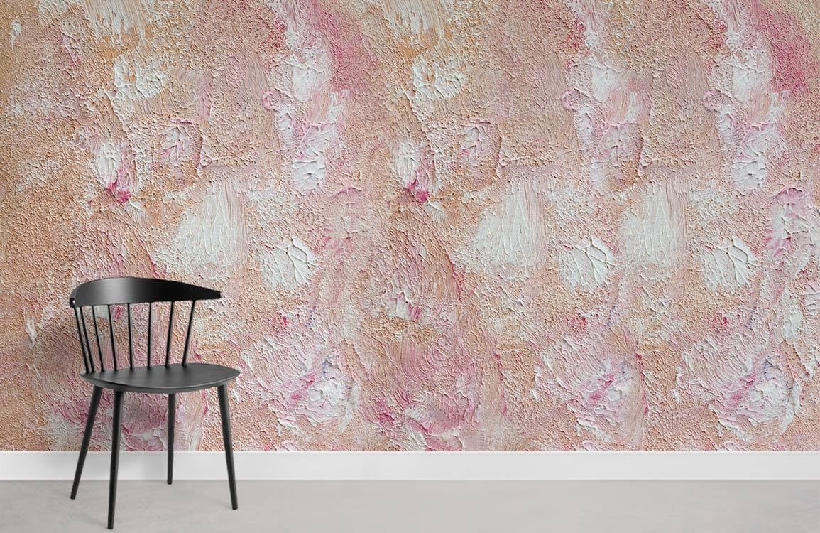 Wallpaper mural with a pink oil painting for use as home decor.