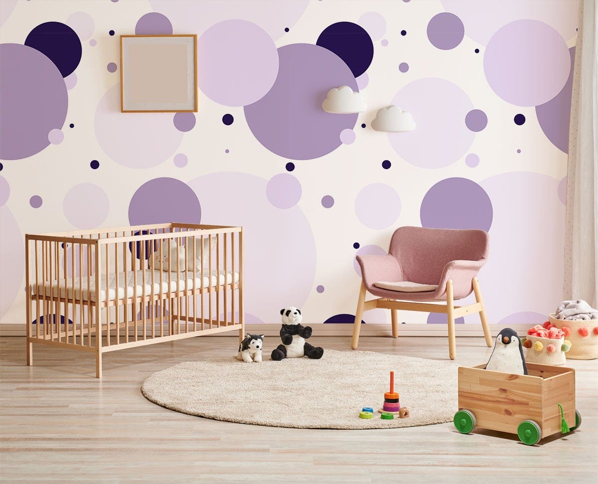 Purple round balls & dots Mural Wallpaper for children's room  decor