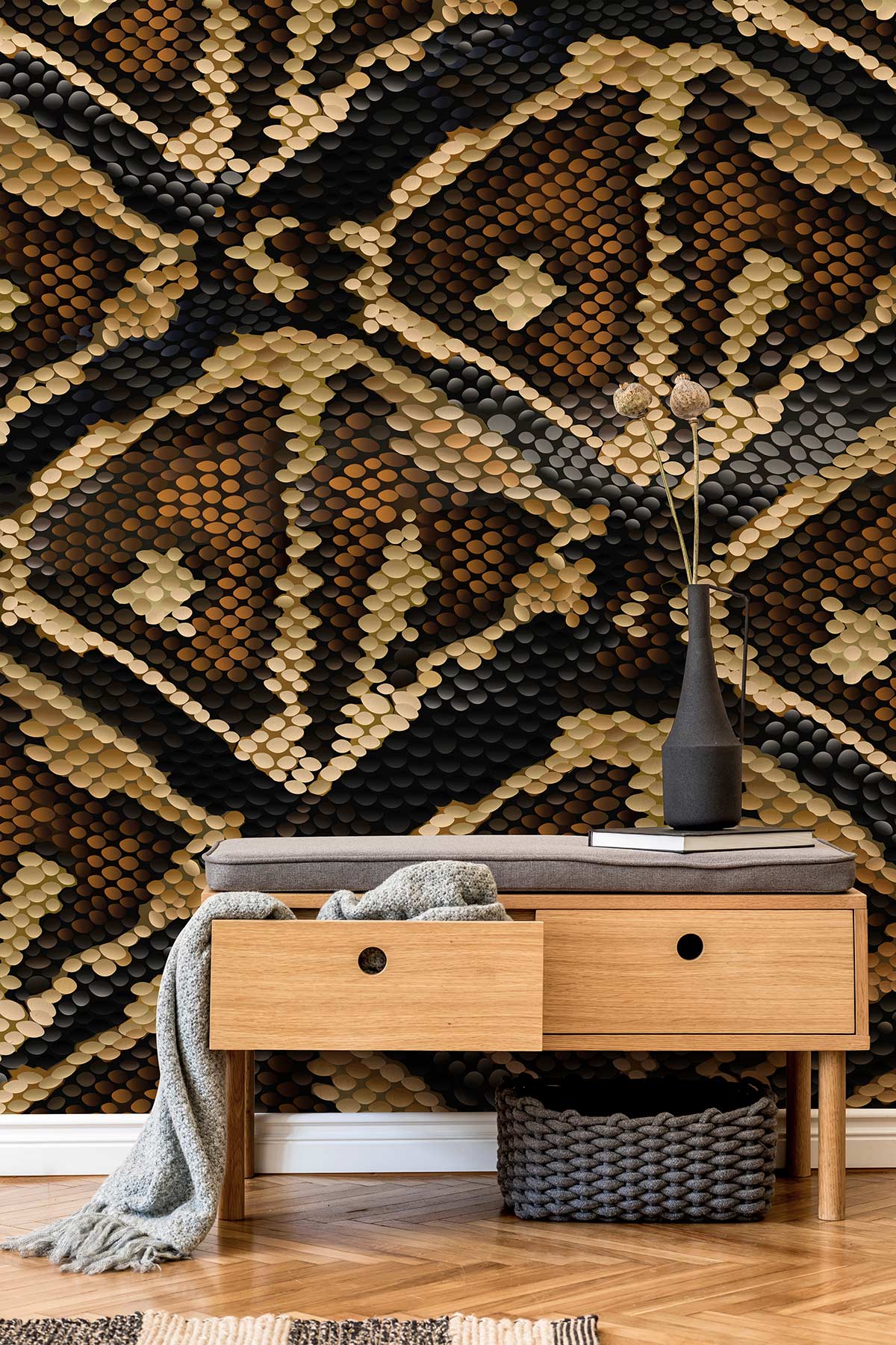 python art animal skin wallpaper mural for use as a decorative element in hallways