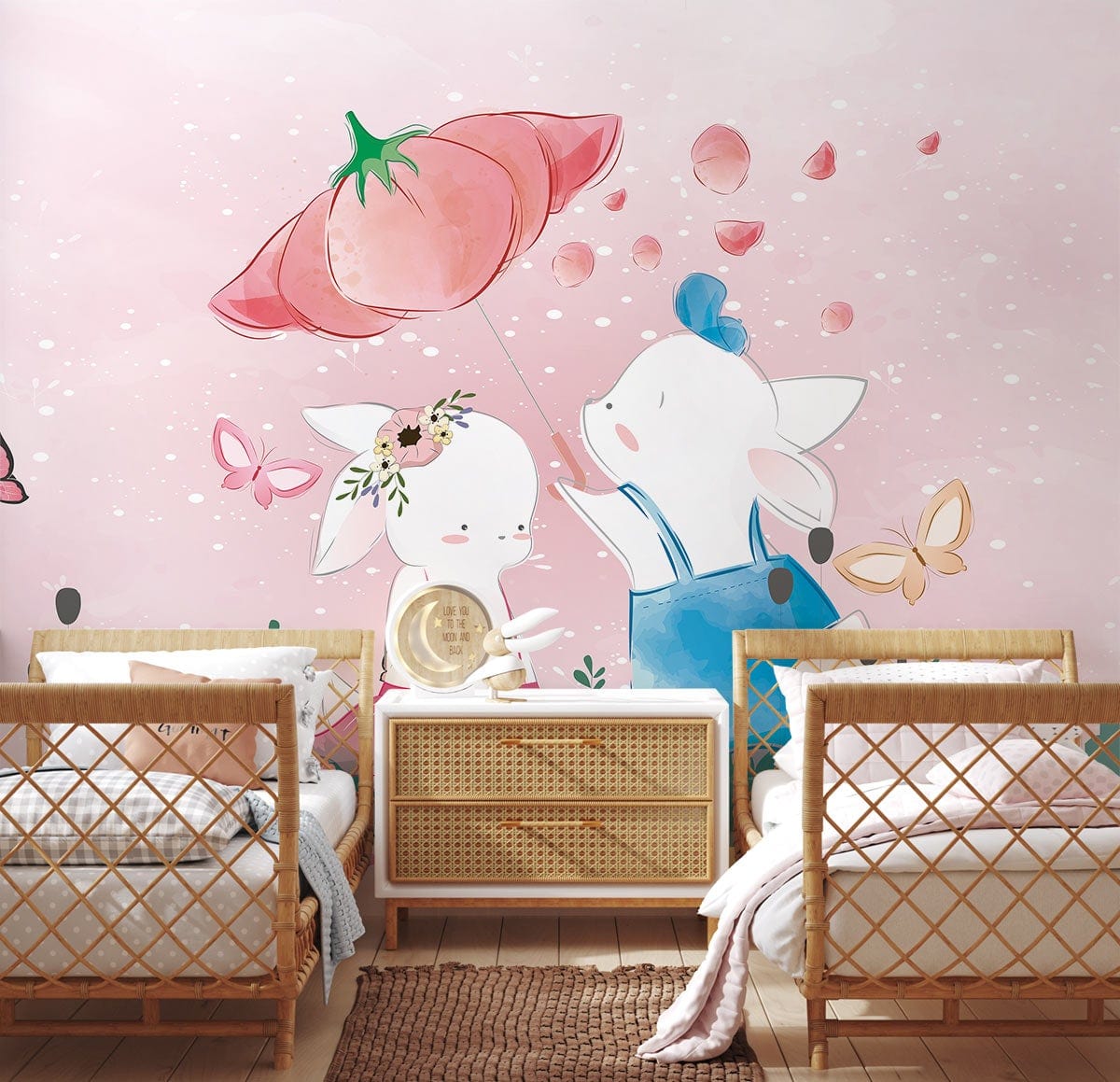 Rabbit Lovers Cartoon Wallpaper Custom Design