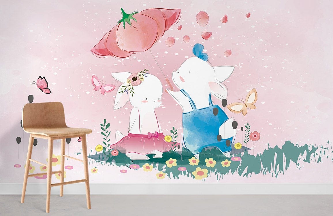 Rabbit Lovers Cartoon Animal Wallpaper Room