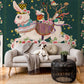Living Room Mural Wallpaper Featuring Bunnies and Flowers