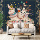 Rabbits Flowers & Girl Wallpaper Mural Art Design
