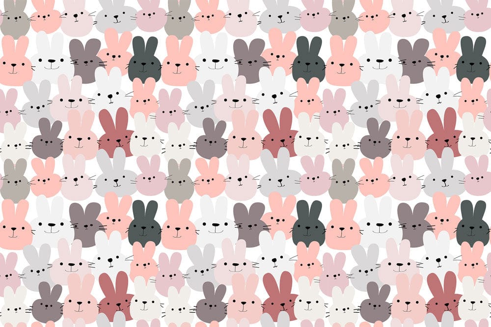 colourful cartoon rabbit faces wallpaper mural for house