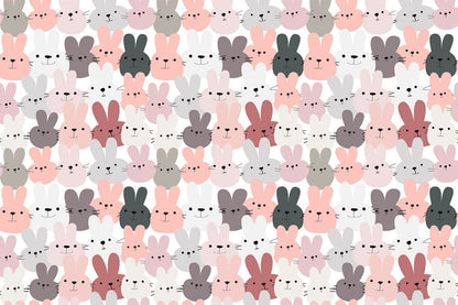 colourful cartoon rabbit faces wallpaper mural for house