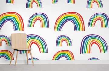 Colorful Rainbow Arch Pattern Mural Wallpaper
