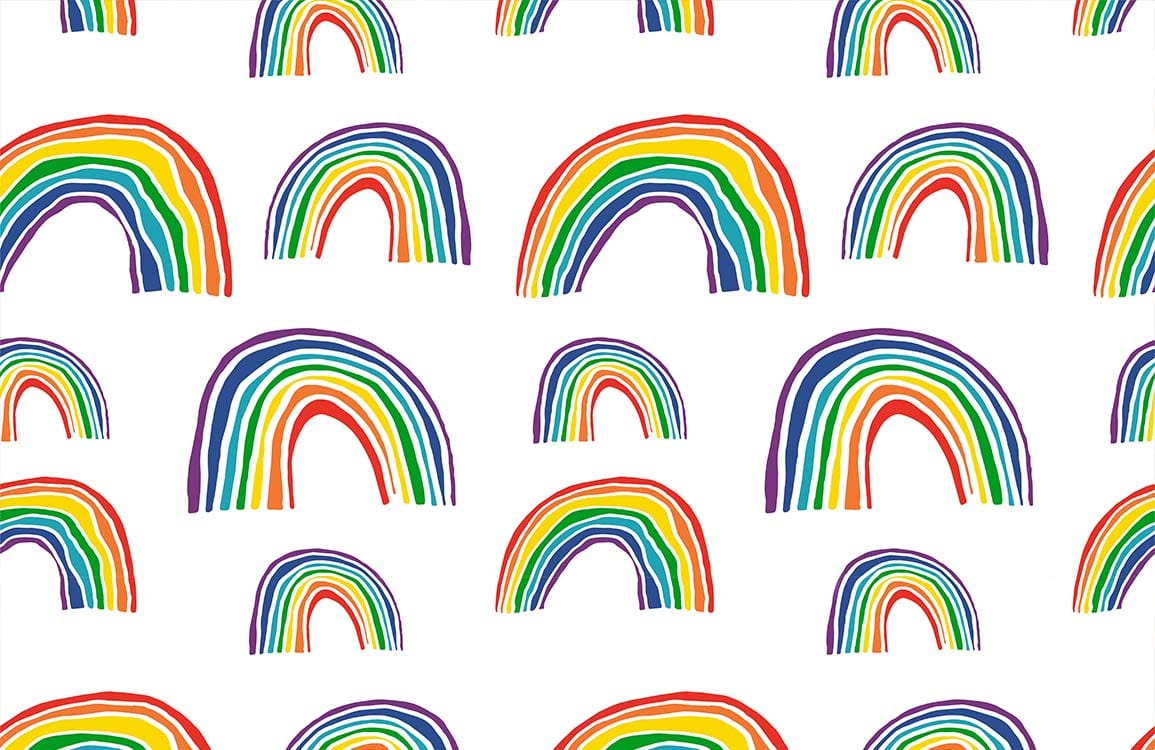 Colorful Rainbow Arch Pattern Mural Wallpaper