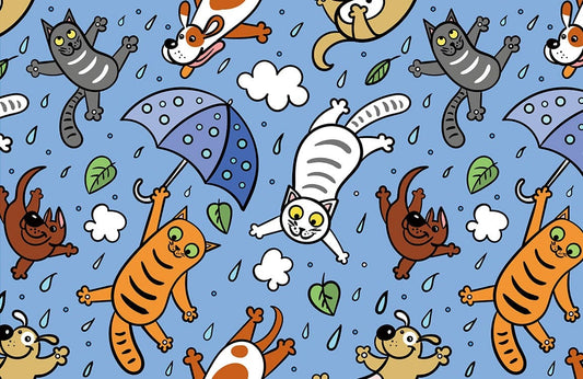 Whimsical Playful Cat Wallpaper Mural