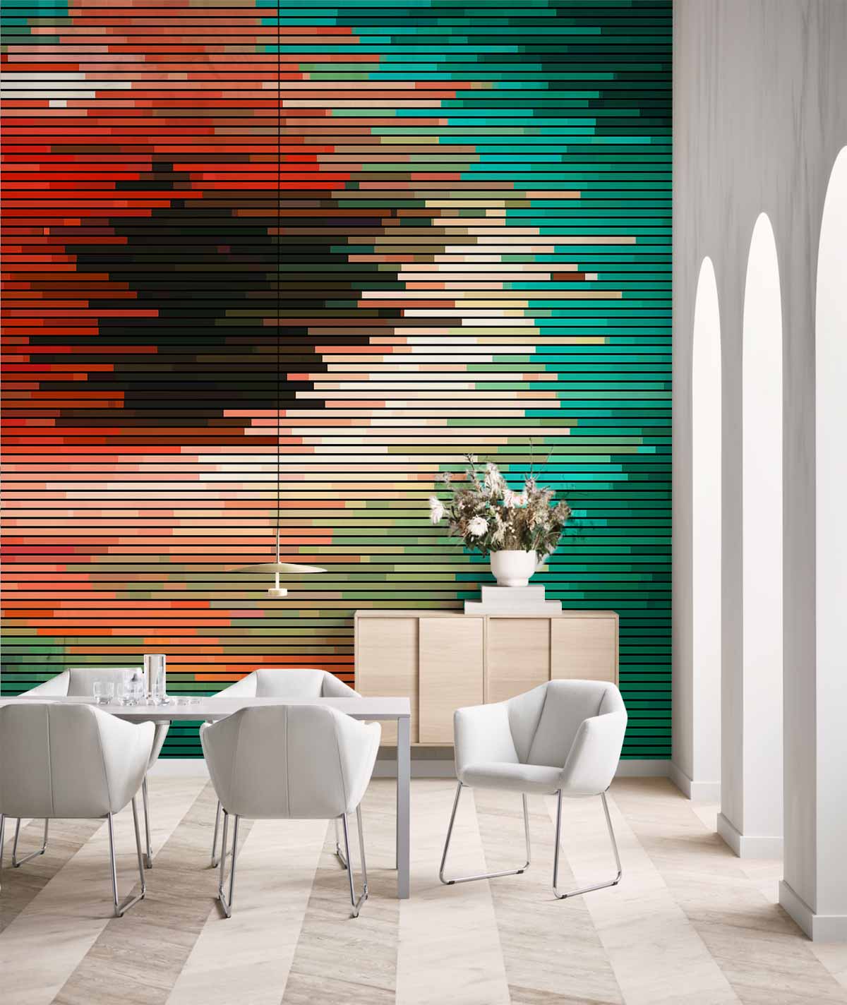 Modern Abstract Lines Colorful Mural Wallpaper