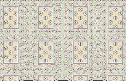 Plain wallpaper design featuring a rectangle and flowers