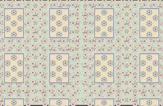 Plain wallpaper design featuring a rectangle and flowers