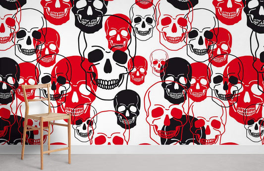 Skeleton Head Pattern Wallpaper Art Design
