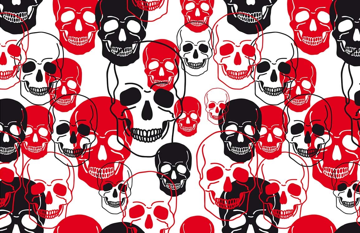 Bold Red and Black Skull Wallpaper Mural