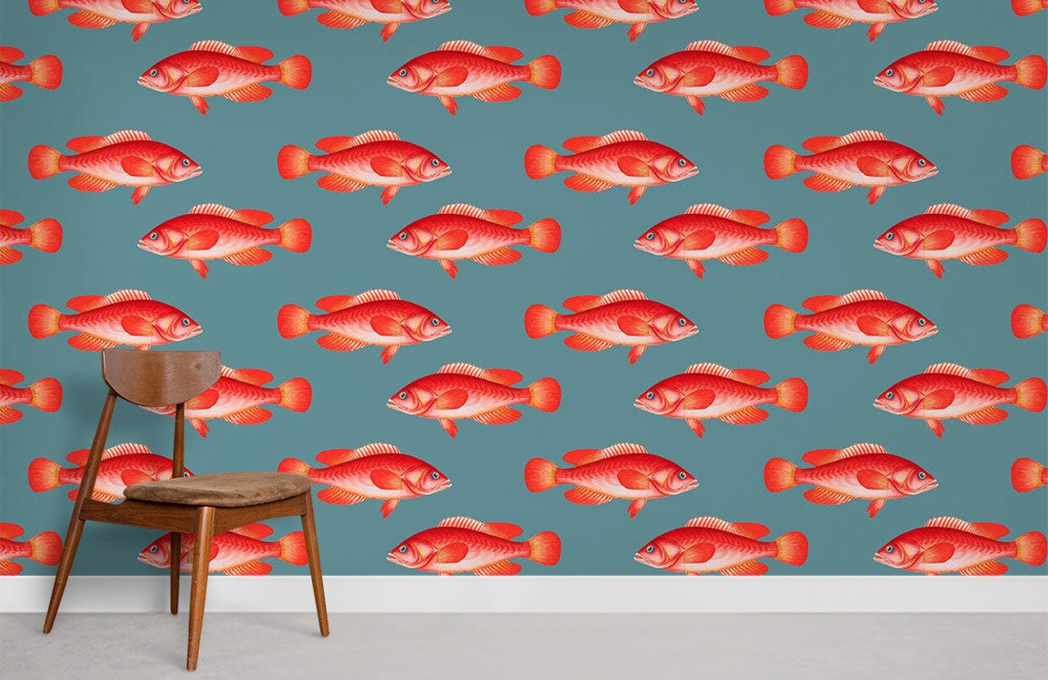 red carp fish wallpaper mural