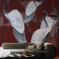 red crane bird wallpaper mural home decor