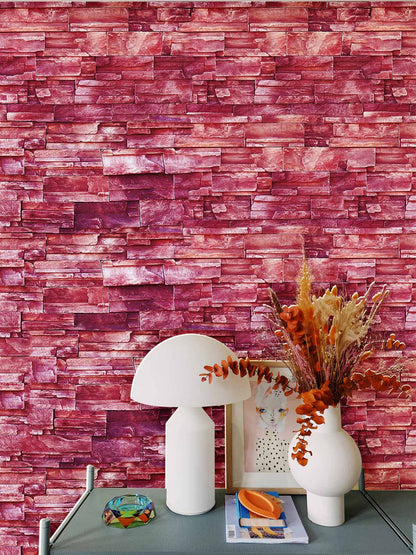 Rustic Red Brick Effect Wall Mural Wallpaper in living room