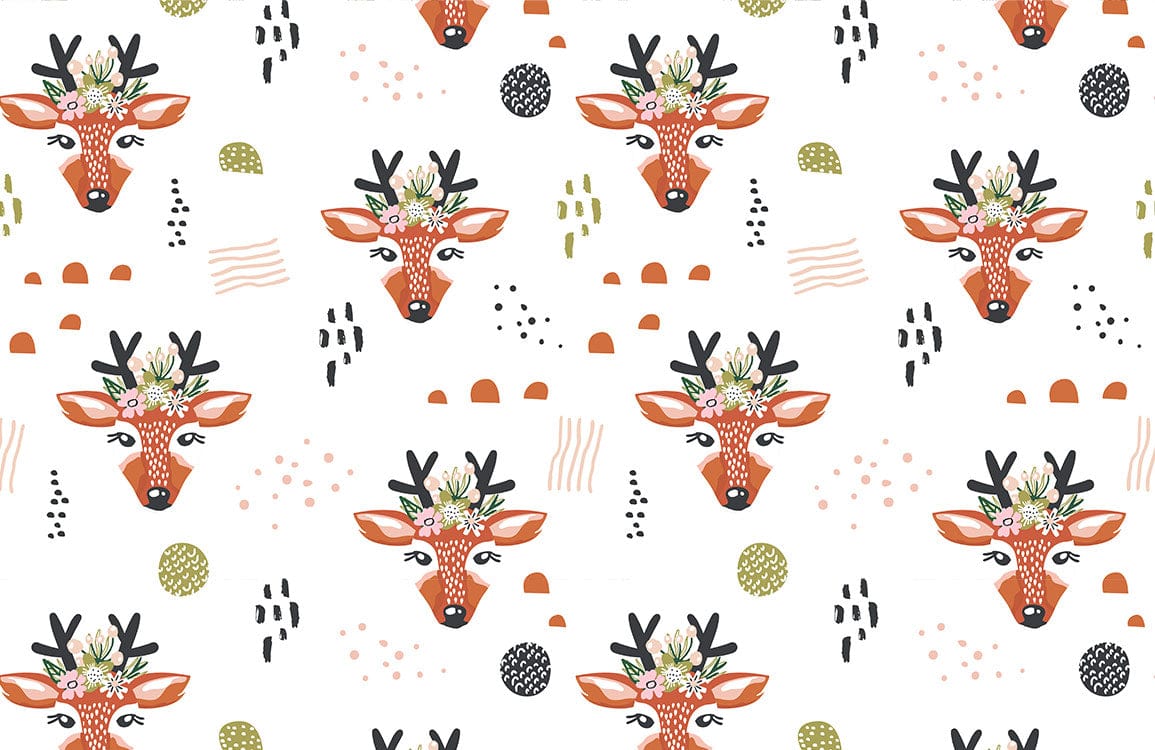 Whimsical Forest Deer Kids Mural Wallpaper