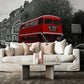 Home Decoration Wallpaper Mural Featuring a Red Double Decker Bus Scenery.