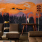 Wallpaper Mural with Pink Flamingos in the Living Room