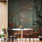 dark brown forest wallpaper mural lounge interior