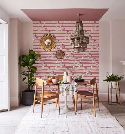 Red Leaf Pattern Mural Wallpaper Home Interior