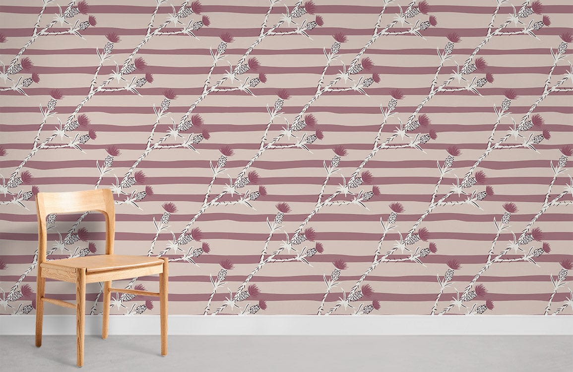 Red Leaf Pattern Mural Wallpaper Room Decoration Idea