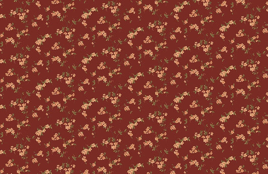 Vintage Floral Red Mural Wallpaper