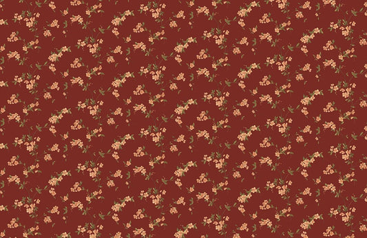 Vintage Floral Red Mural Wallpaper